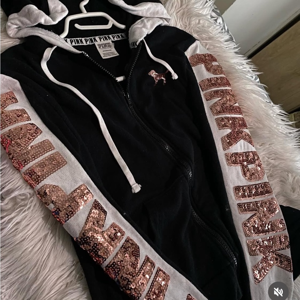 Victoria's Secret Pink Black and White Hoodie